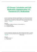 ATI Dosage Calculation and Safe Medication Administration 3.0 - Parenteral (IV) Medications