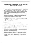 Pharmacology/Medications - NE-103 Questions With Complete Solutions