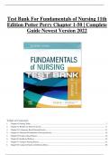 Test Bank For Fundamentals of Nursing 11th Edition Potter Perry Chapter 1-50 | Complete Guide Newest Version 2022-2023 with (Rationale)