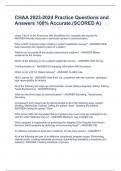 CHAA 2023-2024 Practice Questions and Answers 100% Accurate.(SCORED A)Under Title III of the Americans with Disabilities Act, hospitals are required to: - ANSWER-Provide resources to eliminate barriers in communication.  What is NOT important when initiat