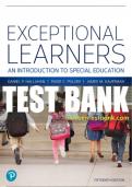 Test Bank For Exceptional Learners: An Introduction to Special Education 15th Edition All Chapters - 9780137520350