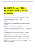 NUR163 Exam 1 2023 Questions with Correct Answers 