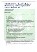 COMPLETE Test- Bank For Lehne's Pharmacology for Nursing Care 11th Edition Chapter 1-112 Chapter 1: Orientation to PharmacologyTest Bank