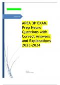 APEA 3P EXAM Prep Neuro Questions with Correct Answers and Explanations 2023-2024