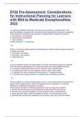 D152 Pre-Assessment: Considerations for Instructional Planning for Learners with Mild to Moderate Exceptionalities 2023