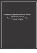 Test bank for Auditing A Practical Approach with Data Analytics, 2nd Edition 2024 update by Raymond N. Johnson, Laura Davis Wiley Complete chapters 
