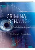 Testbank for Criminal Behavior A Psychological Approach 11e