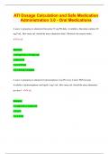 ATI Dosage Calculation and Safe Medication Administration 3.0 - Oral Medications 2023 | 100% Correct Answers | Updated & Verified