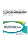 TEST BANK FOR NURSING DELEGATION AND MANAGEMENT OF PATIENT CARE 2ND EDITION BY Motacki RN MSN, Kathleen, Burke RN PhD, Kathleen | Chapter 1-21 | Complete Guide A+ 2023/2024