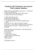 Chemistry MLT Questions And Answers With Complete Solutions