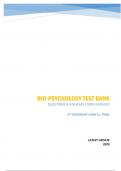 BIO-PSYCHOLOGY TEST BANK 9TH EDITION BY JOHN P.J. PINEL | QUESTIONS & ANSWERS (SCORED A+) | (100% VERIFIED) LATEST UPDATE 2023