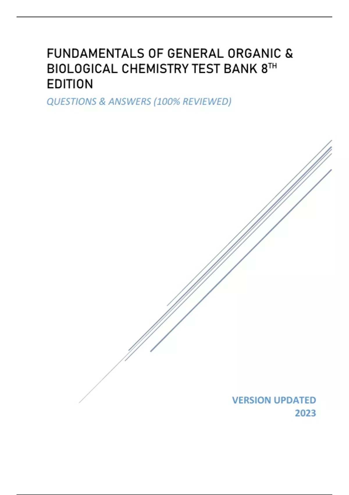 Fundamentals Of General Organic And Biological Chemistry Test Bank 8th