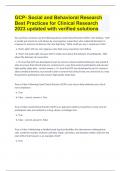 GCP- Social and Behavioral Research Best Practices for Clinical Research 2023 updated with verified