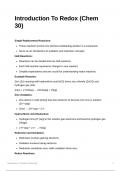 Introduction to Redox Reactions Summary (Chemistry 30)