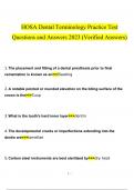 HOSA Dental Terminology Practice test questions and answers latest 2023 - 2024 100% correct answers