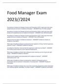 Food Manager Exam 2023//2024practice exam and correct solutions