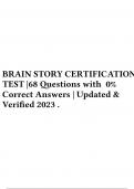 BRAIN STORY CERTIFICATION TEST |40 Questions with 100% Correct Answers | Updated & Verified 2023 .