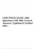 CMIT FINAL EXAM |200+ Questions with 100% Correct Answers | Updated & Verified 2023 .