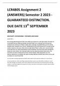 LCR4805 Assignment 2 (ANSWERS) Semester 2 2023 - GUARANTEED DISTINCTION. DUE DATE 13th SEPTEMBER 2023