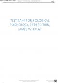 Biological Psychology, 14th Edition, James W. Kalat Test Bank..