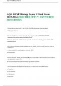 AQA GCSE Biology Paper 1 Final Exam 2023-2024 (300 CORRECTLY ANSWERED QUESTIONS)