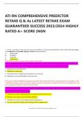  ATI RN COMPREHENSIVE PREDICTOR RETAKE Q & As LATEST RETAKE EXAM GUARANTEED SUCCESS 2023/2024 HIGHLY RATED A+ SCORE (NGN