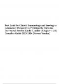 Test Bank for Clinical Immunology and Serology a Laboratory Perspective 4th Edition By Christine Dorresteyn Stevens Linda E. miller | Chapter 1-24 Newest Version 2023-2024 