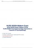 NURS 6630 Midterm Week 6 Exam (Latest  Version 6 ) / NURS 6630N Midterm Exam/ NURS-6630N:Psychopharmacologic Approaches to Treatment of Psychopathology, Walden University