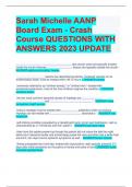 Sarah Michelle AANP  Board Exam - Crash  Course QUESTIONS WITH  ANSWERS 2023 UPDATE