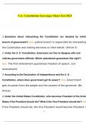 U.S. Constitution Scavenger Hunt Test 2023 Questions and Answers 