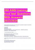360 ANSI training  food test Questions  With Answers  2023/2024