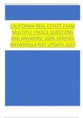 California Real Estate Exam Multiple Choice Questions and answers( 100% verified answers)latest update 2023