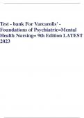 Test - bank For Varcarolis' - Foundations of Psychiatric=Mental  Health Nursing= 9th Edition LATEST  2023 1 Test Bank For Varcarolis' Foundations of Psychiatric-Mental Health Nursing 9th Edition By Margaret Jordan Halter Table Of Contents UNIT I: Fo