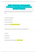 ARRT Radiology: Radiographic  Procedures Questions and Answers  Already Graded A