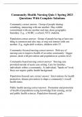 Community Health Nursing Quiz 1 Spring 2023 Questions With Complete Solutions