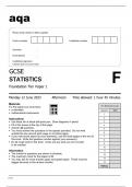 Aqa GCSE Statistics 8382/1F Question Paper June2023.