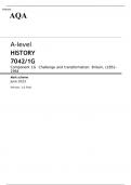 AQA A-level HISTORY Component 1G JUNE 2023 MARK SCHEME: Challenge and transformation: Britain, c1851–1964