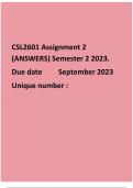 CSL2601 Assignment 2 (ANSWERS) Semester 2 2023. Due date September 2023