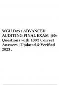 WGU D251 ADVANCED AUDITING FINAL EXAM |60+ Questions with 100% Correct Answers | Updated & Verified 2023 .