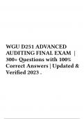 WGU D251 ADVANCED AUDITING FINAL EXAM | 300+ Questions with 100% Correct Answers | Updated & Verified 2023 .