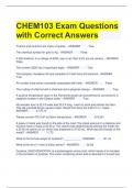 Bundle  For Chem 103 Exam Questions with All Correct Answers