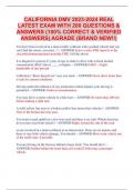 CALIFORNIA DMV 2023-2024 REAL  LATEST EXAM WITH 200 QUESTIONS &  ANSWERS (100% CORRECT & VERIFIED  ANSWERS) AGRADE (BRAND NEW!!)