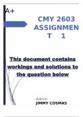 CMY 2603 ASSIGNMENT  1