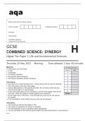 Aqa GCSE Combined Science (Synergy) 8465/2H Question Paper May2023