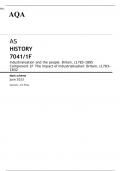 AQA AS HISTORY Industrialisation and the people: Britain, c1783–1885 Component 1F JUNE 2023 QUESTION PAPER AND MARK SCHEME