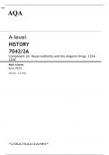 AQA A-level HISTORY 7042/2A Component 2A JUNE 2023 MARK SCHEME: Royal Authority and the Angevin Kings, 1154–1216