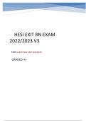 HESI EXIT RN EXAM 2022/2023  V3 160 Questions And Answers Graded A+