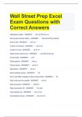 Wall Street Prep Excel Exam Questions with Correct Answers 