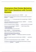 Champions Real Estate Marketing SAE Exam Questions with Correct Answers 