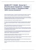 NASM CPT 7 EXAM - Study Set 1 (Practice Exam Questions - Certified Personal Trainer 7) Questions With 100% Correct Answers!!